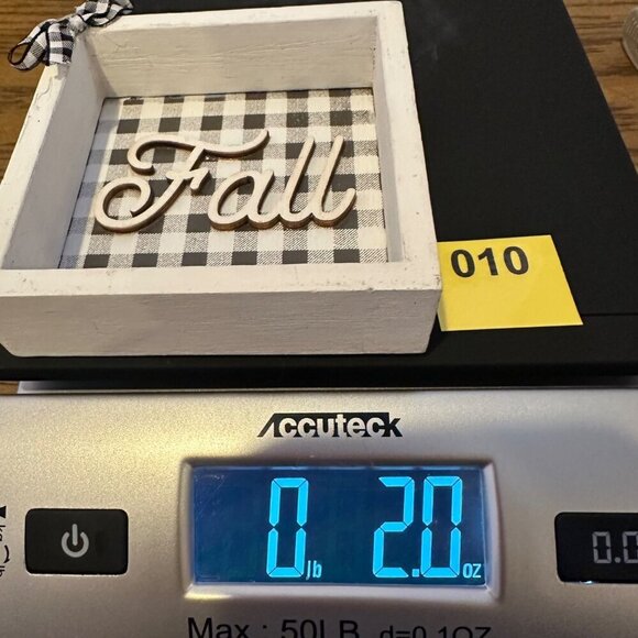 Mini Fall Buffalo Plaid Wood Sign Farmhouse Decor Black White Gingham Bow Autumn - Picture 8 of 8